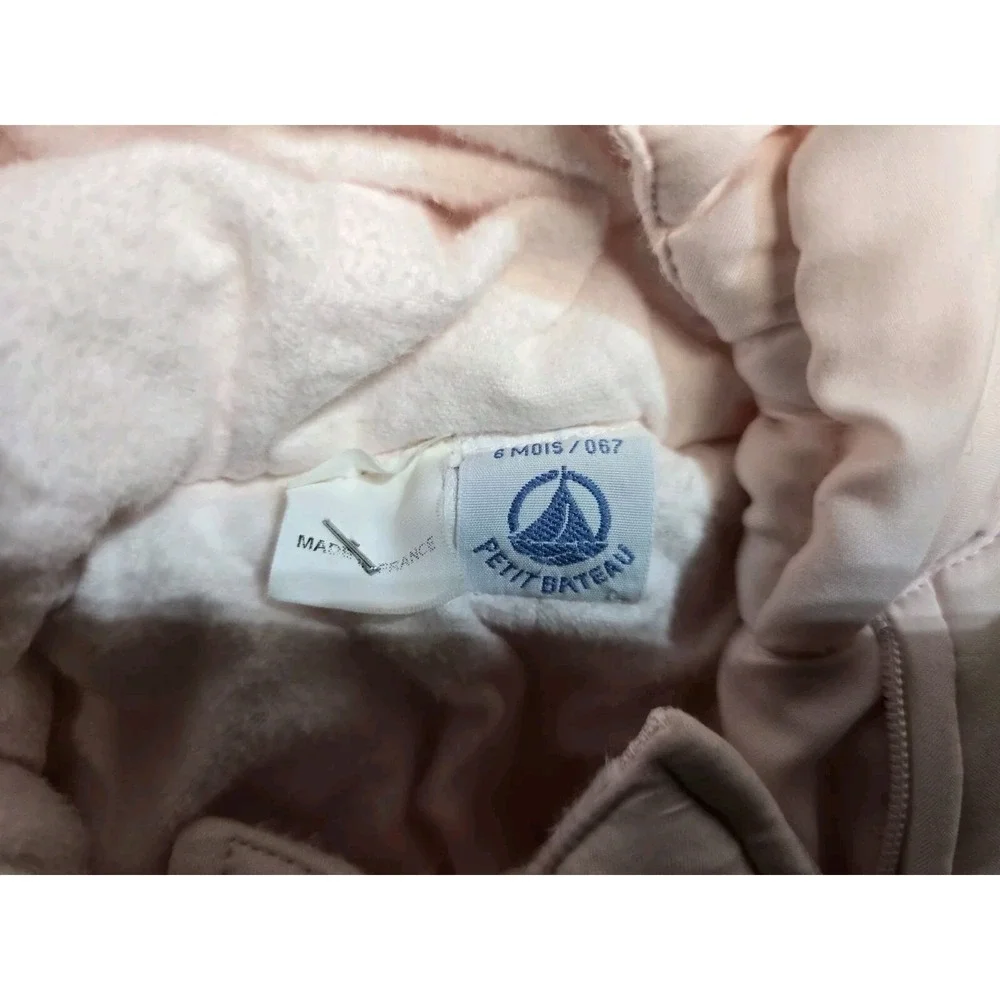 petit bateau Baby Girls Pink Snow Suit 6 Months Warm Footed Hooded